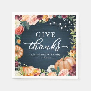 Serviette En Papier Donnez Merci Russe Automne Floral Thanksgiving Dîn