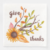 Serviette En Papier Donnez Merci Russe Autumn Sunflower Thanksgiving (Devant)