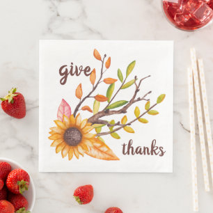 Serviette En Papier Donnez Merci Russe Autumn Sunflower Thanksgiving