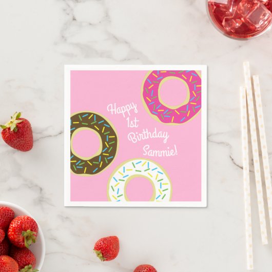Serviette En Papier Donut Kid's Birthday Party mite (En situation)