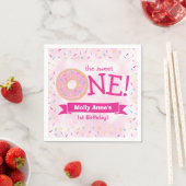 Serviette En Papier Donut Premier Anniversaire Arc En Ciel Saupoudrer  (En situation)