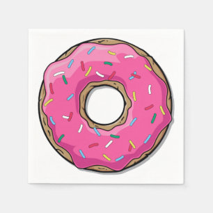 Serviette En Papier Donut Rose Cartoon Avec Saupoudrages