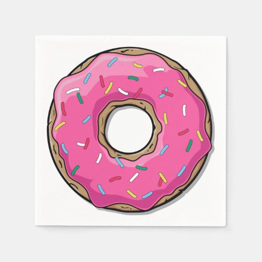 Serviette En Papier Donut Rose Cartoon Avec Saupoudrages (Devant)
