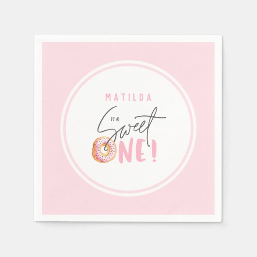 Serviette En Papier Donut sucré un 1er anniversaire fête (Devant)