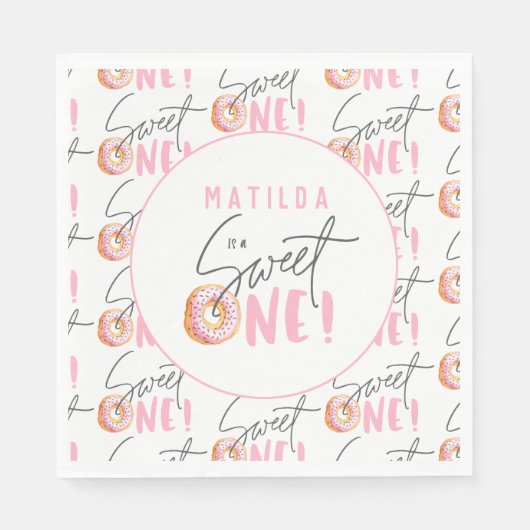 Serviette En Papier Donut sucré une invitation de 1er anniversaire (Devant)