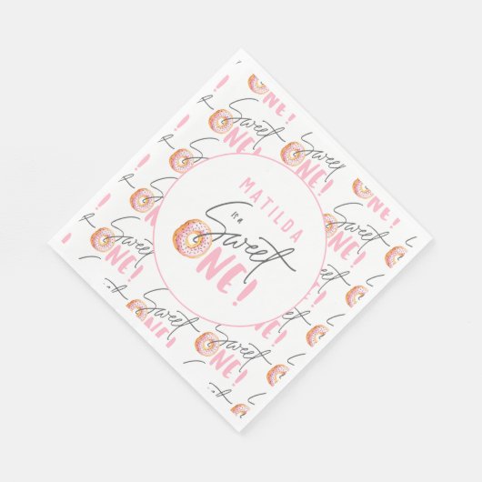 Serviette En Papier Donut sucré une invitation de 1er anniversaire (Coin)