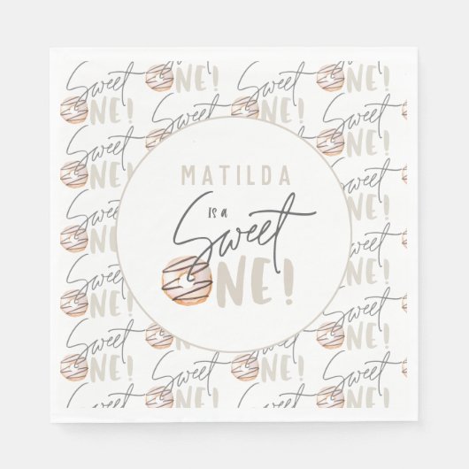 Serviette En Papier Donut sucré une invitation de 1er anniversaire (Devant)