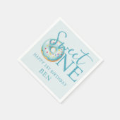 Serviette En Papier Donut Sweet One Blue 1er Anniversaire (Coin)