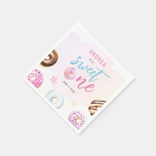 Serviette En Papier Donut Sweet One Girls Premier anniversaire (Coin)