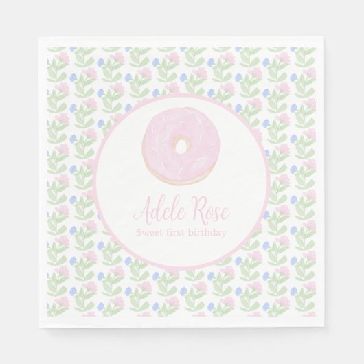 Serviette En Papier Donut Sweet sur mesure Premier anniversaire (Devant)