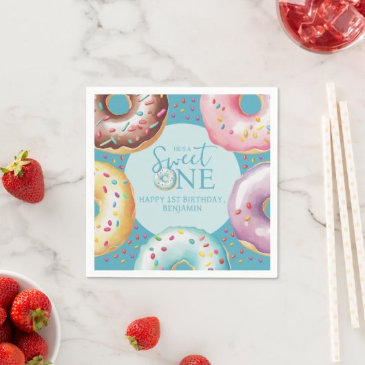 Serviette En Papier Donut Sweet Un 1er anniversaire (En situation)