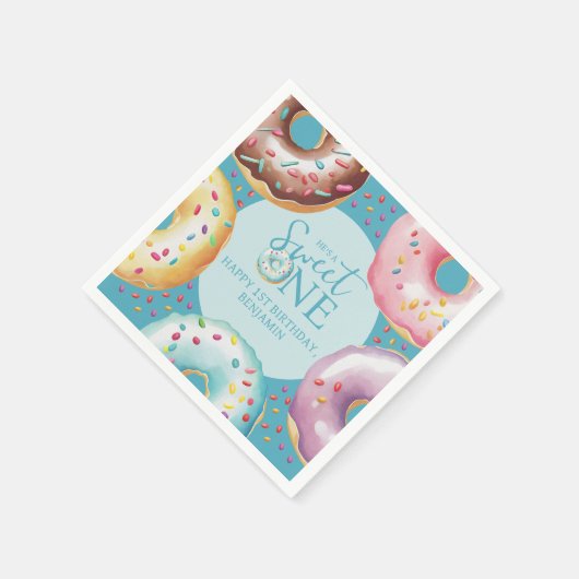 Serviette En Papier Donut Sweet Un 1er anniversaire (Coin)