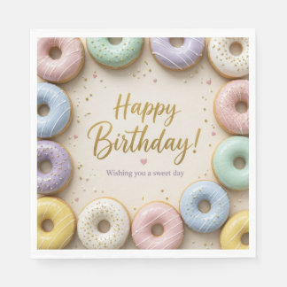 Serviette En Papier Donuts Glacés au Pastel avec Paillettes Dorées Suc