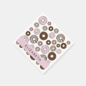 Serviette En Papier Donuts Roses, Donuts Brown, Sprinkings, Votre Nom (Coin)