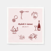 Serviette En Papier Doodart rétro lunaire | Napkins Mariage (Devant)