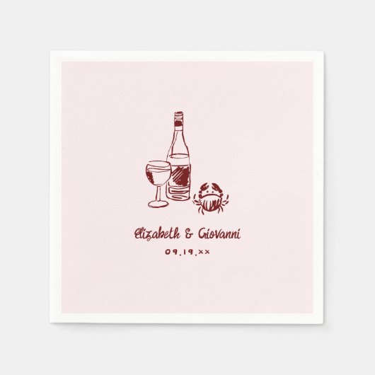 Serviette En Papier Doodart rétro lunaire | Napkins Mariage (Devant)