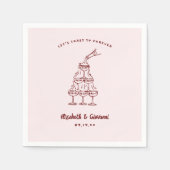 Serviette En Papier Doodart rétro lunaire | Napkins Mariage (Devant)