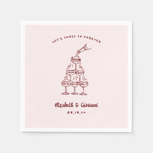 Serviette En Papier Doodart rétro lunaire | Napkins Mariage (Devant)