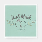 Serviette En Papier Doodle à anneau Mariage moderne (Devant)