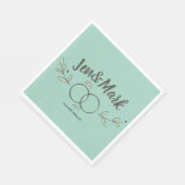 Serviette En Papier Doodle à anneau Mariage moderne (Coin)