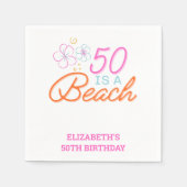 Serviette En Papier Doodle branché à la main 50e plage Anniversaire (Devant)
