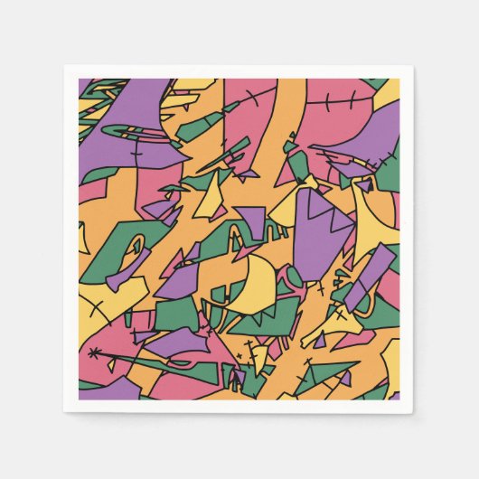 Serviette En Papier Doodle désordonné festif (Devant)