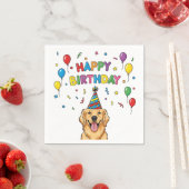 Serviette En Papier Doodle Golden Retriever Doodle Joyeux anniversaire (En situation)