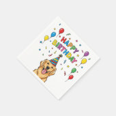 Serviette En Papier Doodle Golden Retriever Doodle Joyeux anniversaire (Coin)