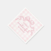 Serviette En Papier Doodle Pink Bow Baby Girl 1er anniversaire (Coin)