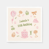 Serviette En Papier Doodle Whimsical main tiré fête d'anniversaire (Devant)