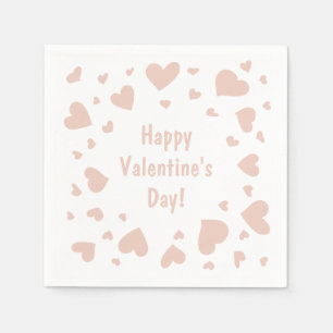 Serviette En Papier Doodled Peach Hearts Saint-Valentin