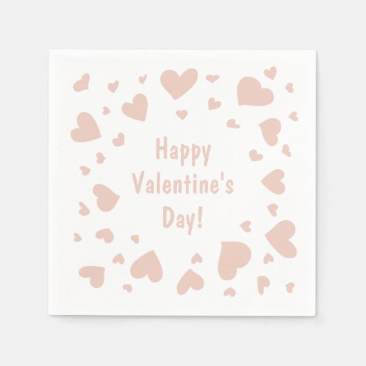 Serviette En Papier Doodled Peach Hearts Saint-Valentin (Devant)