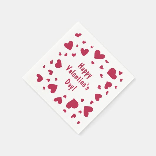 Serviette En Papier Doodled Red Hearts Saint Valentin (Coin)