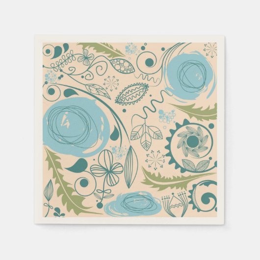 Serviette En Papier Doodles de fleurs (Devant)