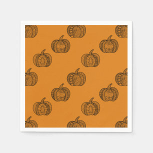 Serviette En Papier Doodles d'Halloween boho mandala citrouilles Autom