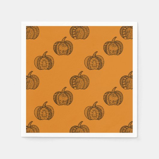 Serviette En Papier Doodles d'Halloween boho mandala citrouilles Autom (Devant)