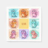 Serviette En Papier Doodles dragons colorés mignons (Devant)