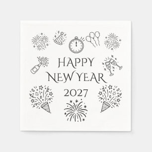 Serviette En Papier Doodles Fantaisistes Bonne Année 2027