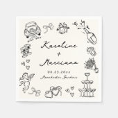 Serviette En Papier Doodles Mariages dessinés à la main (Devant)