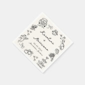 Serviette En Papier Doodles Mariages dessinés à la main (Coin)