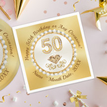 Doré, 50e Anniversaire serviettes personnalisées,