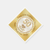 Serviette En Papier Doré, 50e Anniversaire serviettes personnalisées, (Coin)