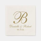 Serviette En Papier Doré | Ivory Custom Wedding Monogram Papier Napkin (Devant)
