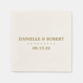 Serviette En Papier Doré | Ivory Custom Wedding Monogram Papier Napkin (Devant)