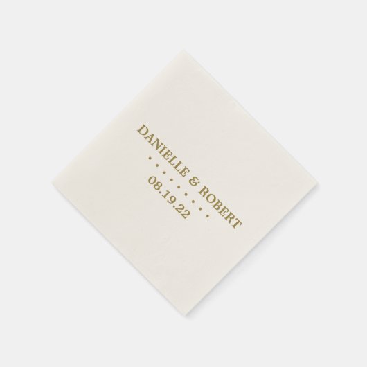 Serviette En Papier Doré | Ivory Custom Wedding Monogram Papier Napkin (Coin)