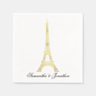 Serviette En Papier Doré Paris Tour Eiffel Mariage Personnalisé servie