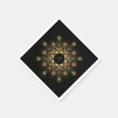 Serviette En Papier Doré Turquoise Rouge Mandala Monogram serviettes (Coin)