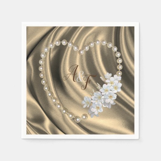 Serviette En Papier Doré, Vert, Bleu, Ivoire Soie & Perles (Devant)