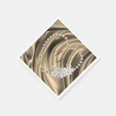 Serviette En Papier Doré, Vert, Bleu, Ivoire Soie & Perles (Coin)