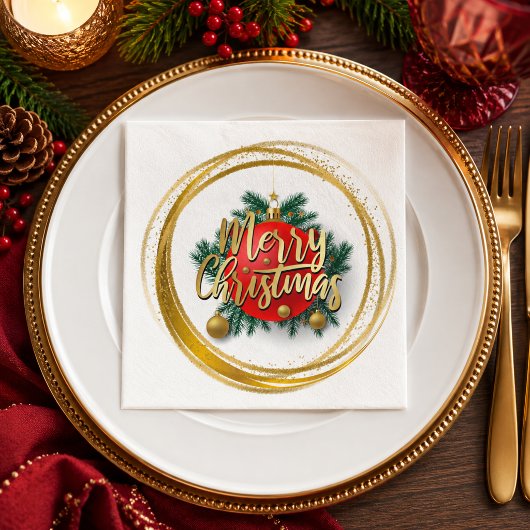 Serviette en papier dorée Joyeux Noël